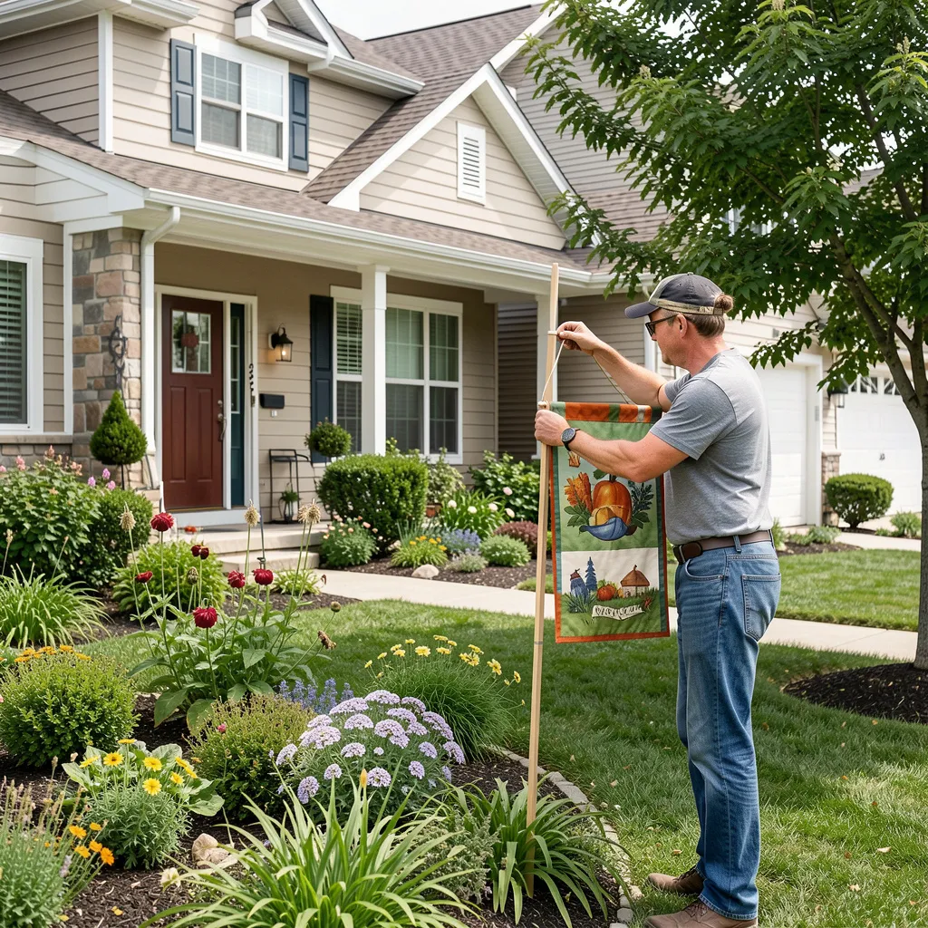 Rustic farmhouse style yard flag